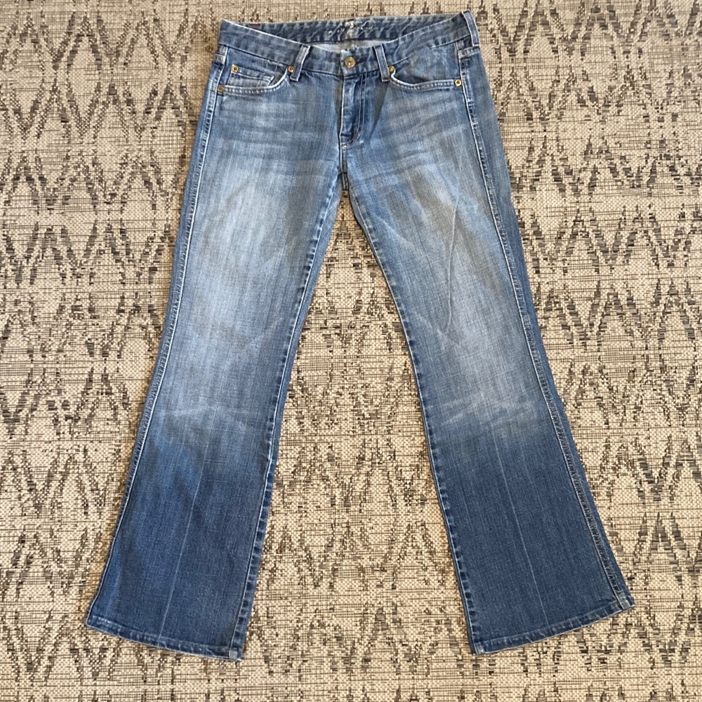 7 For All Mankind Medium Blue Wide Leg Jeans